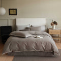 Premium cotton satin duvet cover with piping and hotel closure