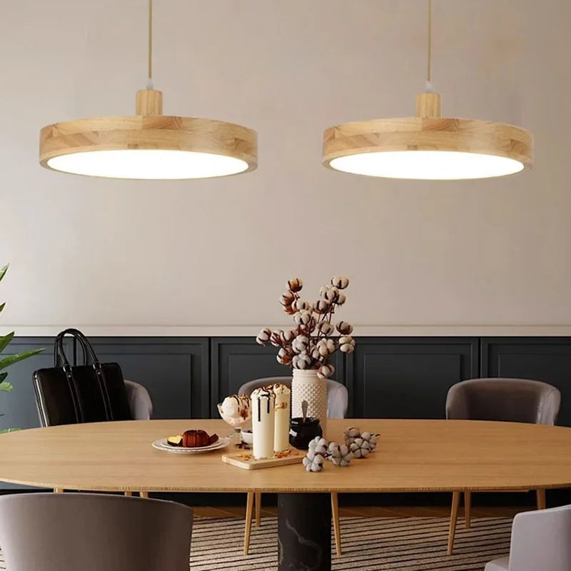 Modern Nordic LED Hanging Lamp – Wooden Hanging Lamp with 3 Color Options for Dining Room, Bedroom and Café