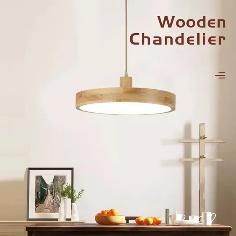 Modern Nordic LED Hanging Lamp – Wooden Hanging Lamp with 3 Color Options for Dining Room, Bedroom and Café