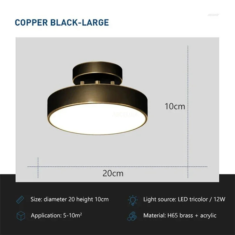 Modern LED ceiling lamp - Rotating copper lamp for living room, bedroom, hallway, and restaurant, soft lighting for home decoration