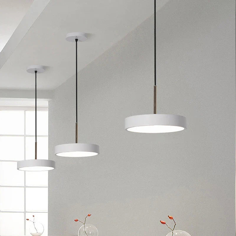 Modern LED pendant lamp – 23/30 cm disc pendant lamp for bedroom, living room, office entrance – dimmable LED ceiling lamp
