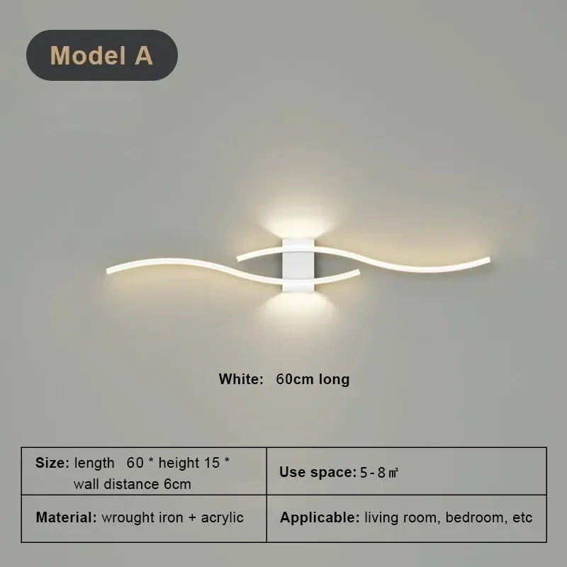 Modern minimalist LED strip wall lamp - dimmable wall lighting for living room, bedroom, restaurant, and bathroom