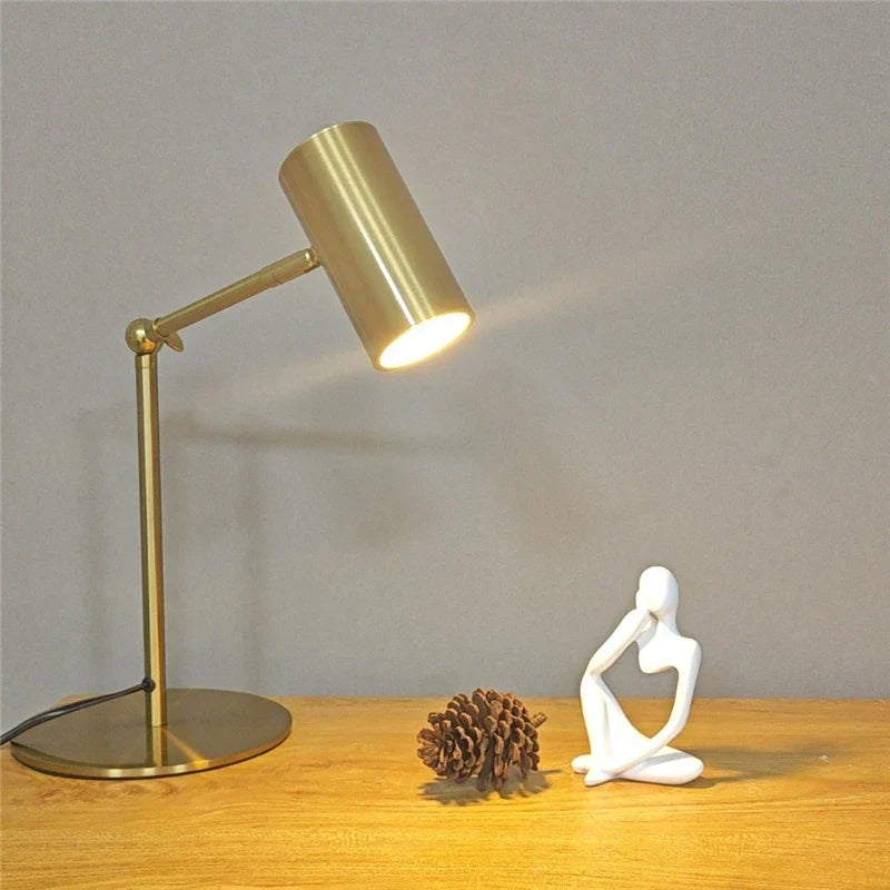 Modern gold table lamp - Eye-friendly LED reading lamp for study, bedroom and living room decor