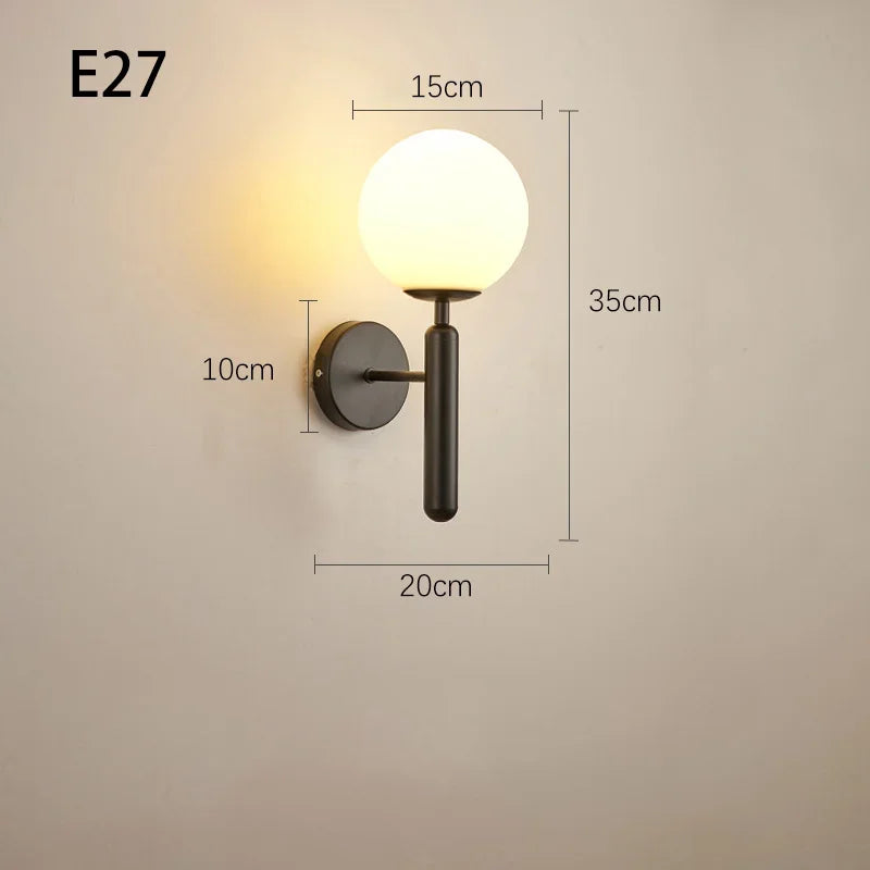 Modern LED Wall Lamp – Interior Wall Lamp for Hotel, Bathroom, Bedroom, Living Room, Hall & Corridor, E27 Three-Color Adjustable, AC Powered