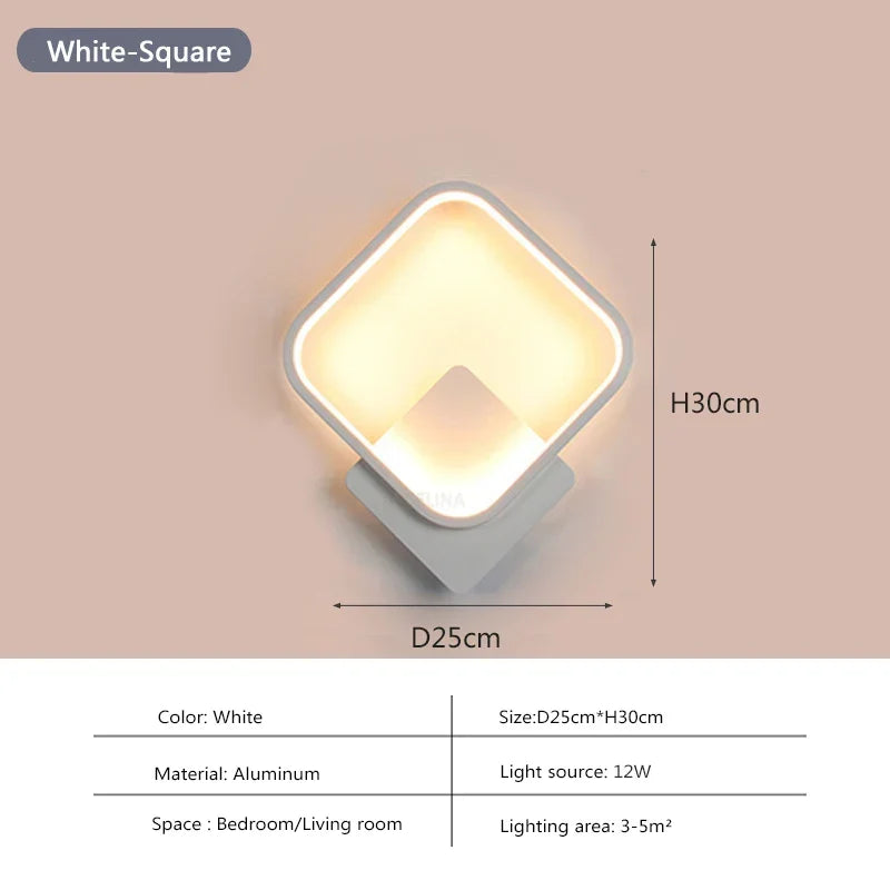 Modern LED Wall Lamp - Round Wall Lamp for Bedroom, Living Room, Hall and Office