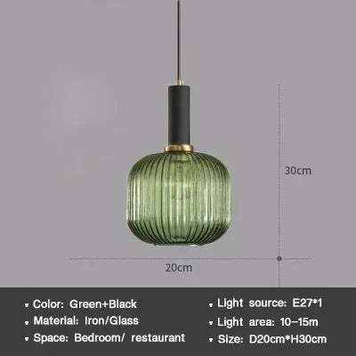 Modern Nordic Glass Pendant Light – Single Cup LED Pendant Light for Dining Room, Bedroom, Café and Study – White, Green, Cognac & more