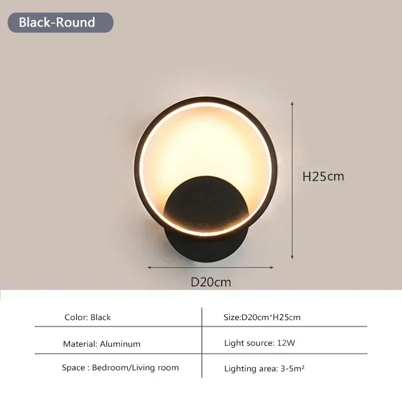 Modern LED Wall Lamp - Round Wall Lamp for Bedroom, Living Room, Hall and Office