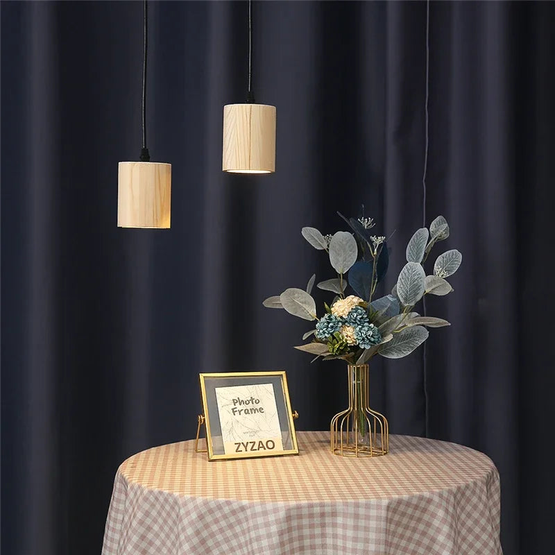 Modern wooden pendant lamp - Nordic style solid wood lamp for living room, bedroom, bar and restaurant, E27 lamp base