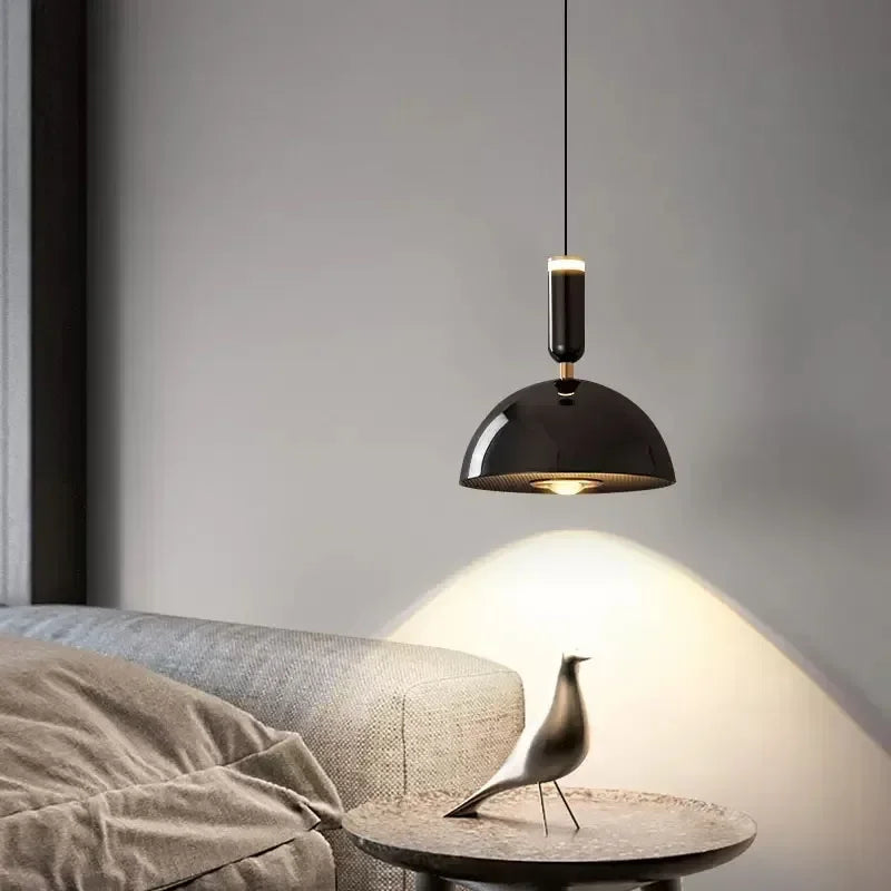 Nordic height-adjustable LED pendant lamp - Modern iron pendant lamp for bedroom, living room, study, and bar (adjustable height, warm light)