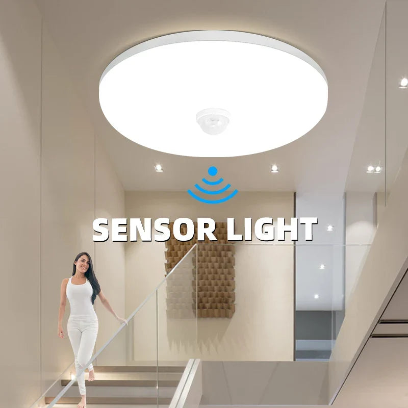 LED PIR motion sensor ceiling lamp - modern lighting for bedroom, living room, staircase lighting