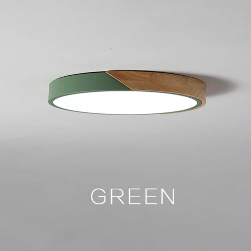 Modern LED ceiling lamp - Ultra-thin wooden lighting with remote control for living room, balcony, and home decor