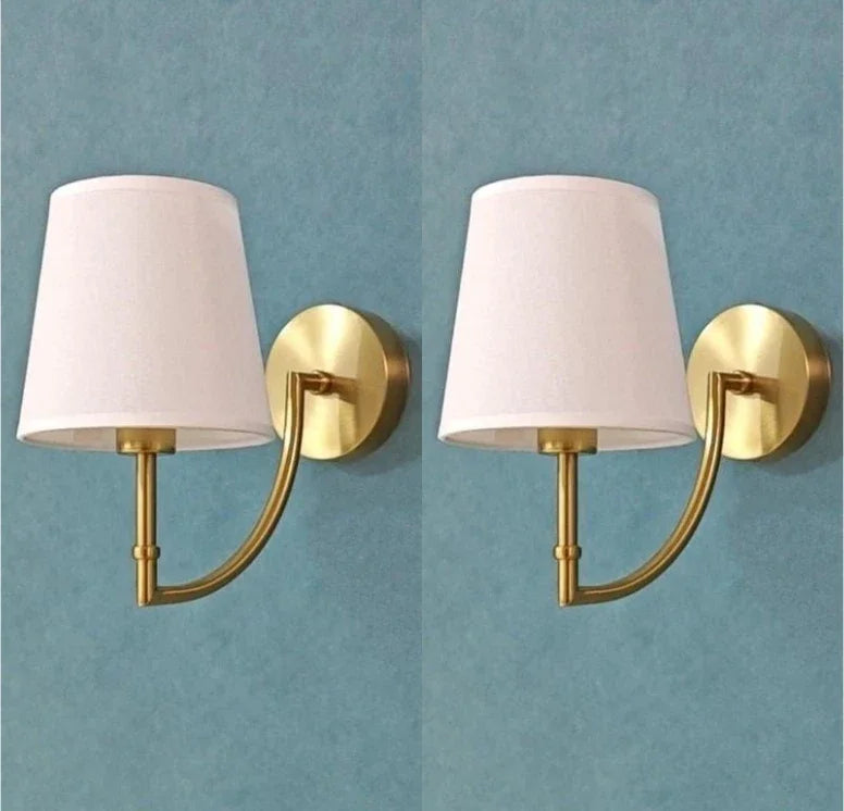 Nordic Minimalist Wall Lamp – Modern linen lampshade with elbow design for living room, bedroom, and staircase