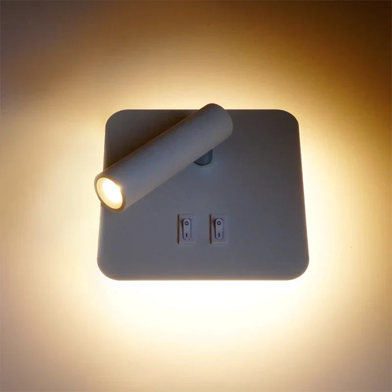Modern LED Wall Lamp - 350° adjustable swivel up and down wall lamp, 3000K warm white to 6500K cool light, aluminum wall lamp