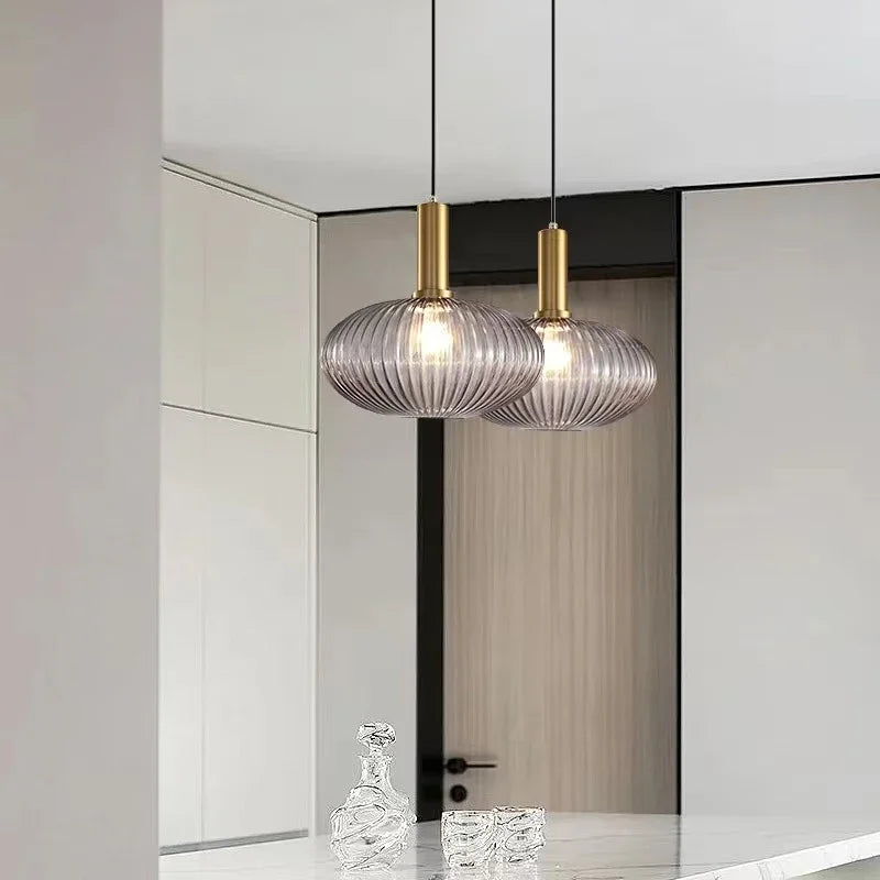 Modern Nordic Glass Pendant Light – Single Cup LED Pendant Light for Dining Room, Bedroom, Café and Study – White, Green, Cognac & more