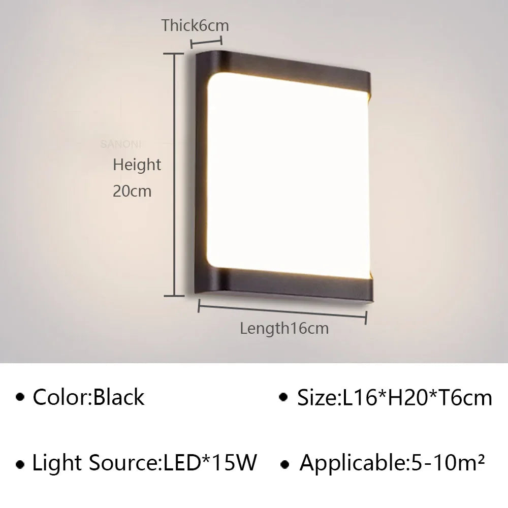 Modern LED outdoor wall lamp - Waterproof garden wall light, wall light for hallway, balcony, and entrance decoration