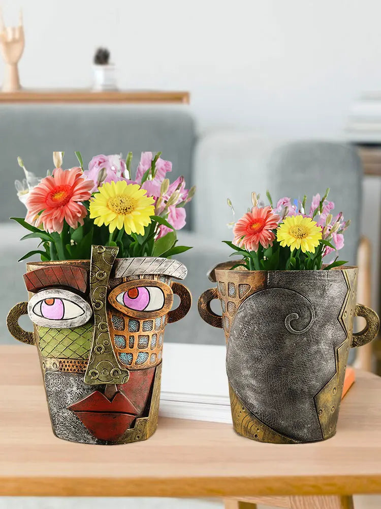 Colorful Face Flower Pot – Creative Decoration for Home and Garden