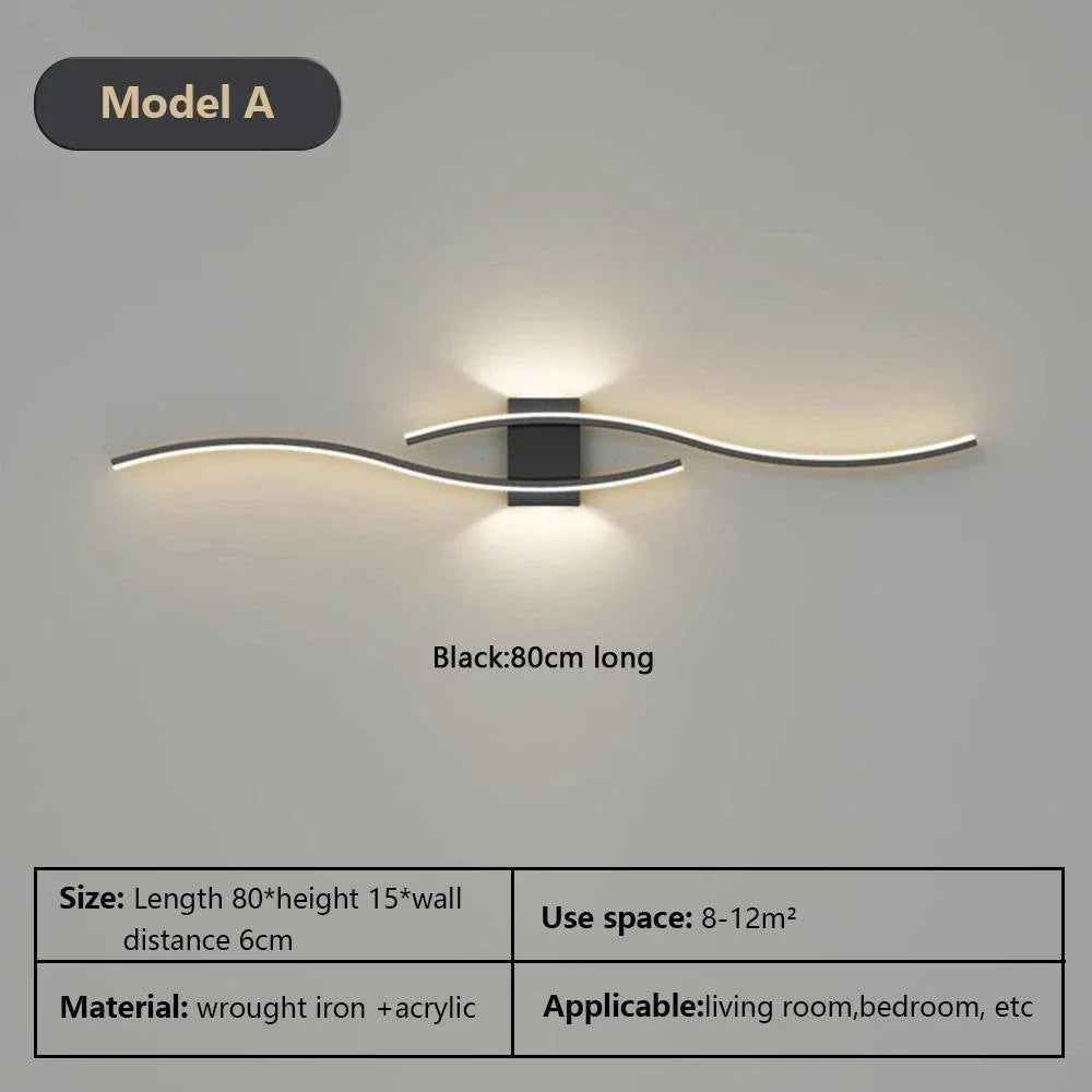 Modern LED Wall Lamp - Black, white and gold wall lamp for living room, bedroom, bedside table and decorative lighting