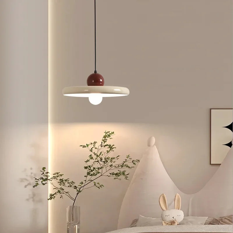 Nordic Cream Fly Plate Pendant Lamp – Modern LED Light for living room, bedroom, and restaurant, 20/30cm