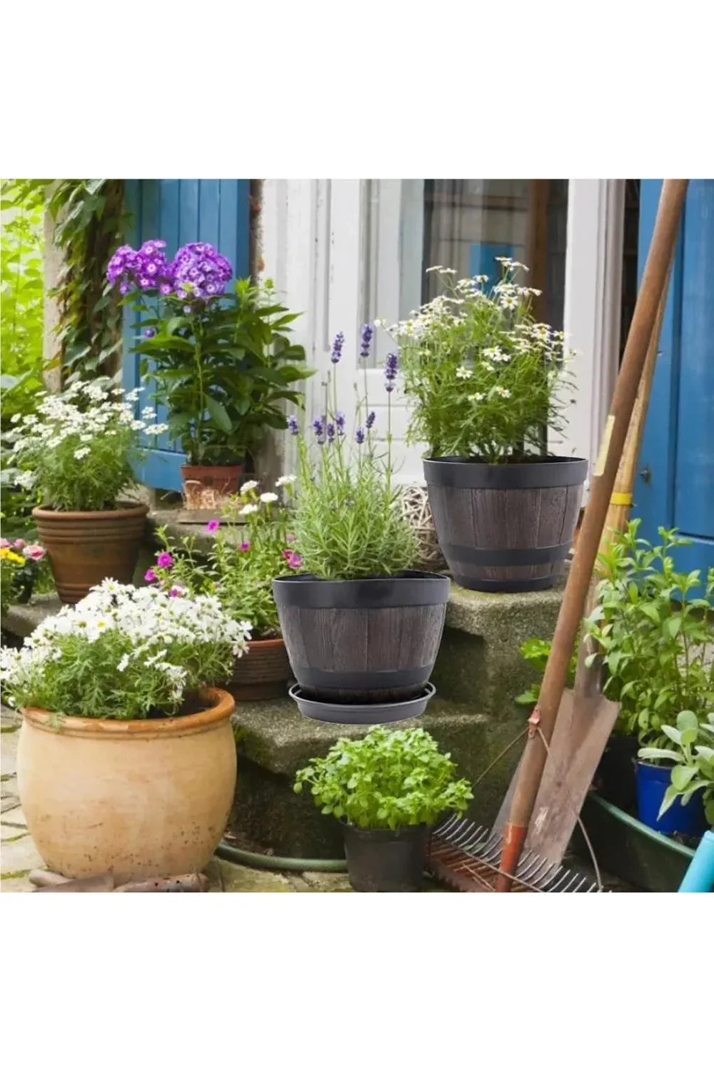 Wood Barrel Plant Pot