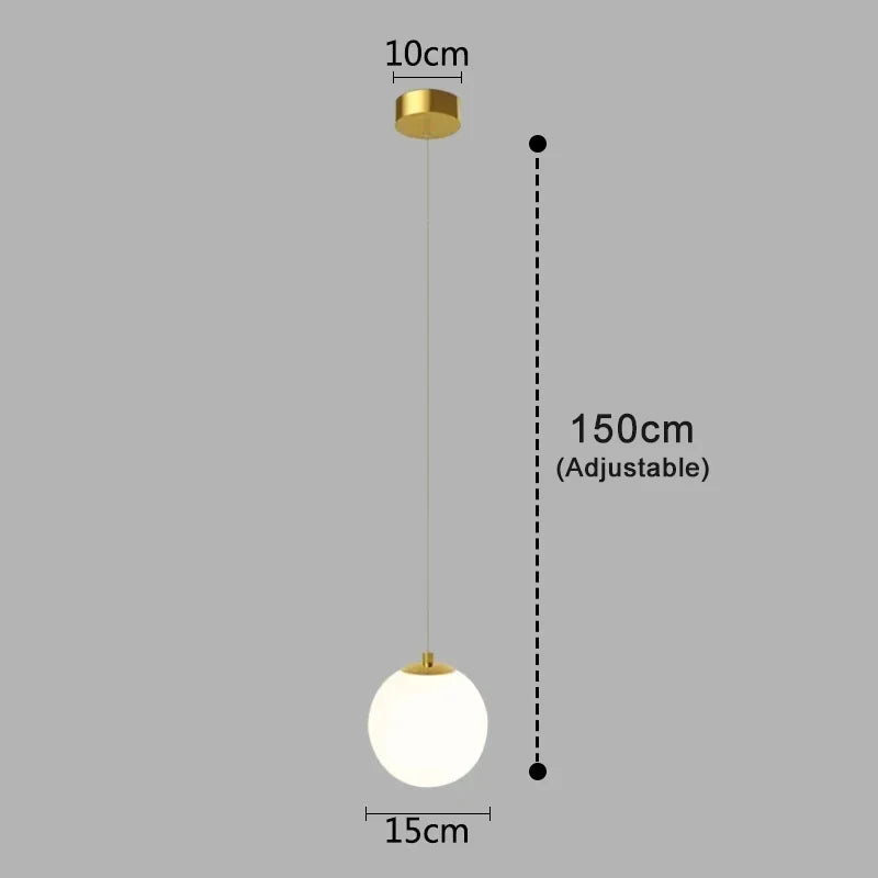 Modern Glass LED Pendant Light – Nordic Style Hanging Lamp for Living Room, Bedroom, Restaurant and Bar, 220V AC, Indoor Lighting Fixture