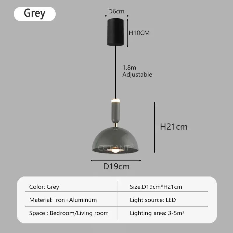 Nordic height-adjustable LED pendant lamp - Modern iron pendant lamp for bedroom, living room, study, and bar (adjustable height, warm light)