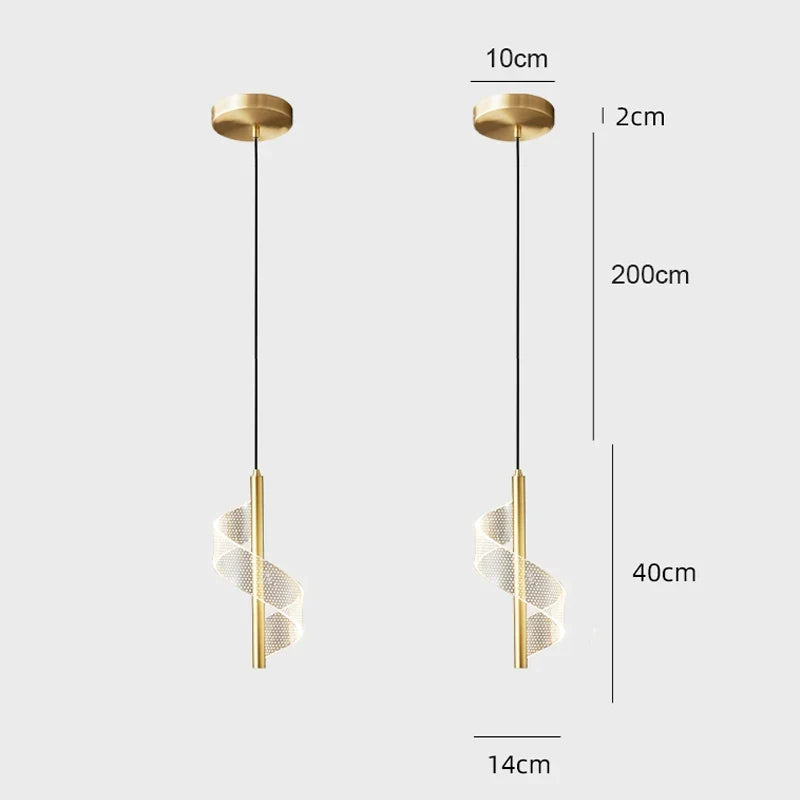 Nordic LED Pendant Lamp – Modern Pendant Lamp for Living Room, Bedroom, Dining Table and Hallway – Golden Acrylic Lamp Shades, Interior Decoration