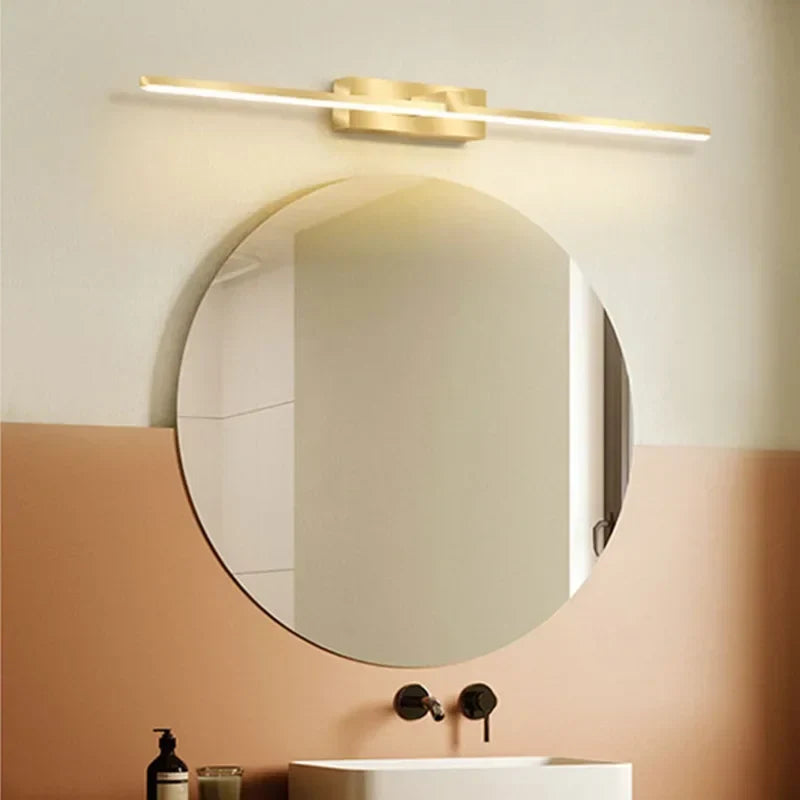 Modern Gold LED Wall Lamp – Bathroom Mirror Lighting with Touch Switch for Bedroom, Living Room and Makeup Lighting