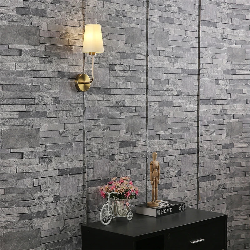 Nordic Minimalism LED Wall Lamp – Modern Linen Lampshade for Living Room, Bedroom and Staircase Decor