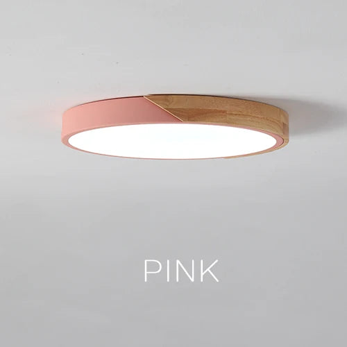 Modern LED ceiling lamp - Ultra-thin wooden lighting with remote control for living room, balcony, and home decor