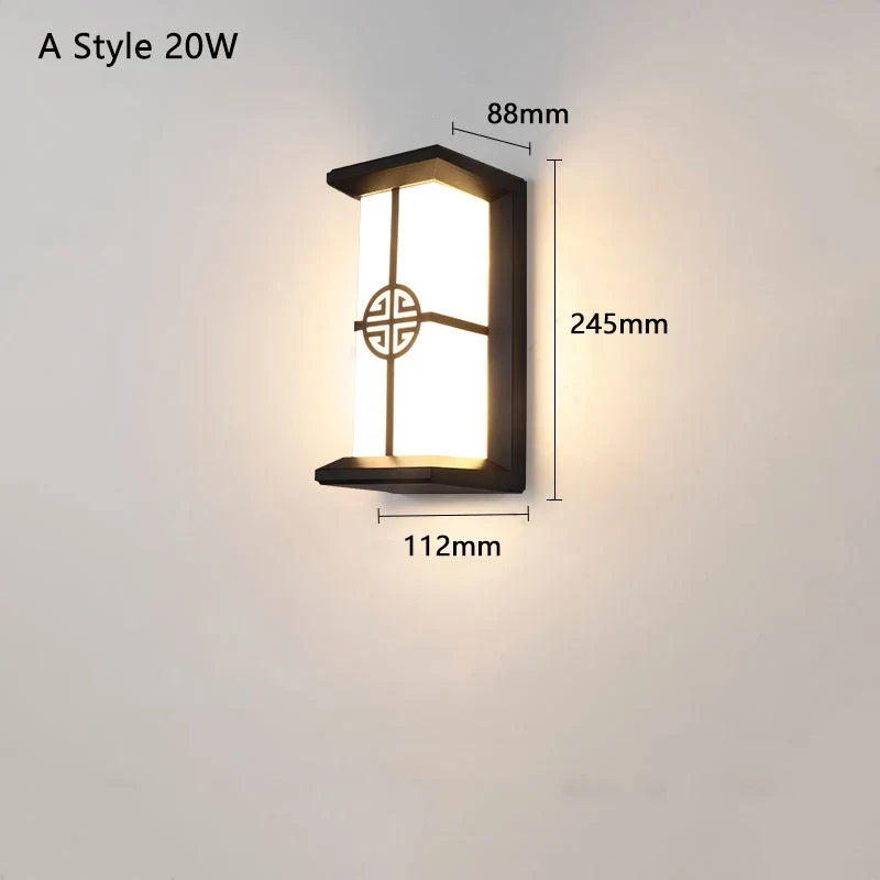 Modern LED outdoor wall lamp with motion sensor - Waterproof veranda light, outdoor lighting system