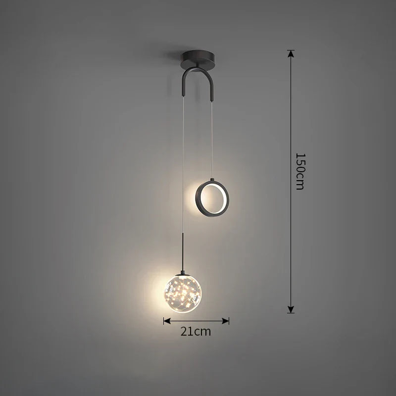 Modern LED pendant light - 2-way indoor hanging lamp for living room, bedroom, dining table with adjustable 3 light colors