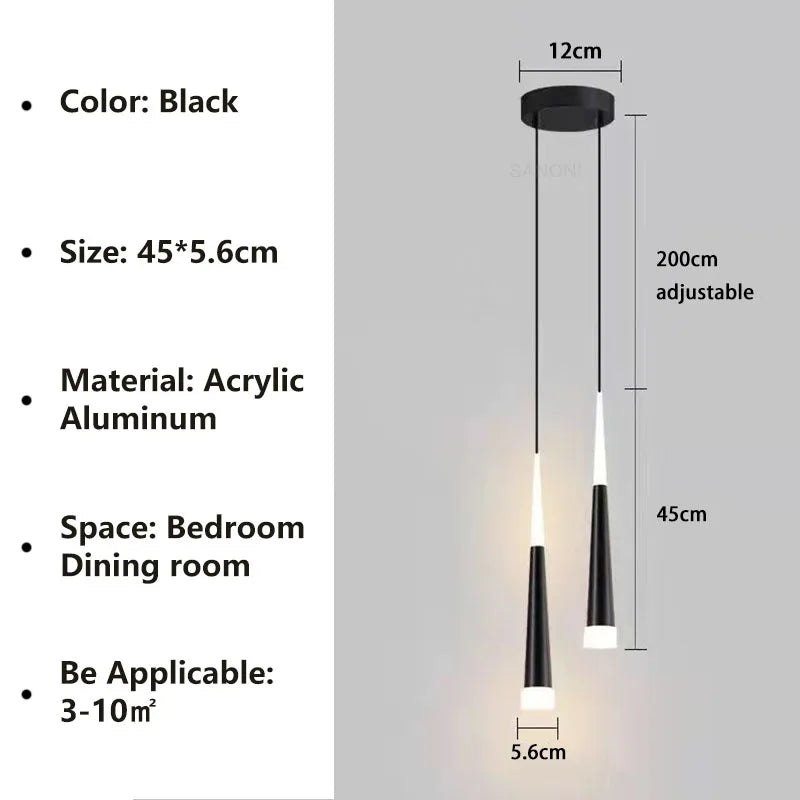 Nordic LED Pendant Light – Long Hanging Wire Chandelier for Bedroom, Living Room, Dining Room and Office – Modern Home Decor Light Source