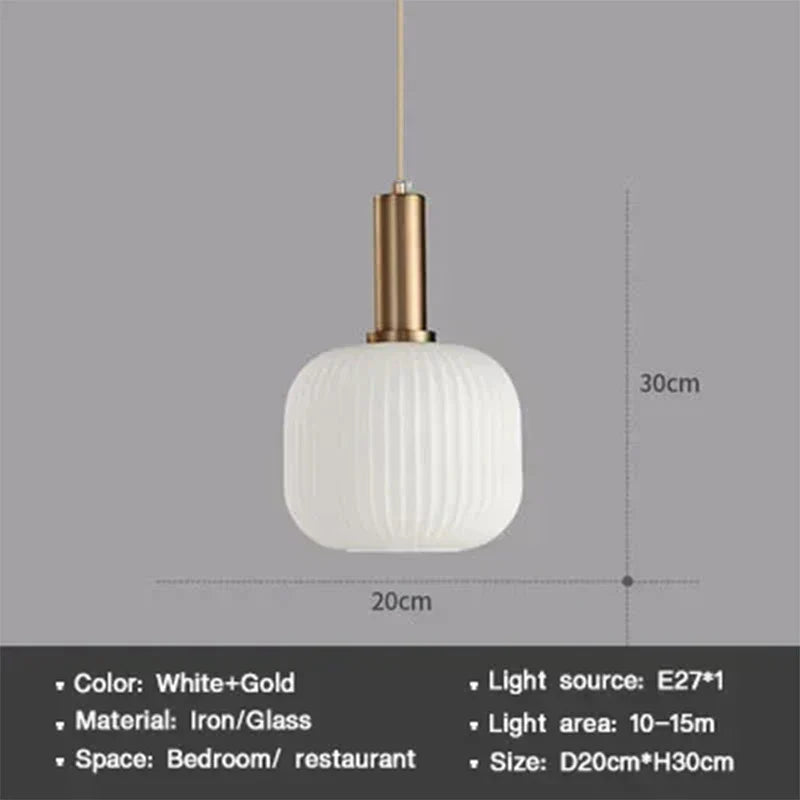 Modern Nordic Glass Pendant Light – Single Cup LED Pendant Light for Dining Room, Bedroom, Café and Study – White, Green, Cognac & more