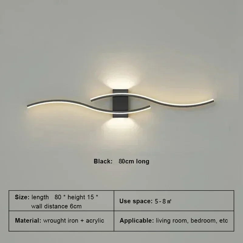 Modern minimalist LED strip wall lamp - dimmable wall lighting for living room, bedroom, restaurant, and bathroom