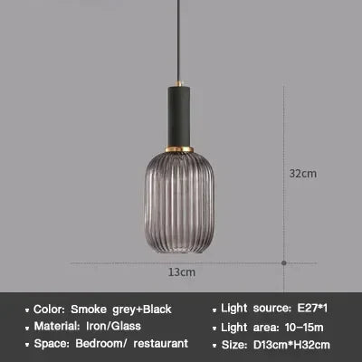 Modern Nordic Glass Pendant Light – Single Cup LED Pendant Light for Dining Room, Bedroom, Café and Study – White, Green, Cognac & more
