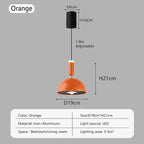 Nordic height-adjustable LED pendant lamp - Modern iron pendant lamp for bedroom, living room, study, and bar (adjustable height, warm light)