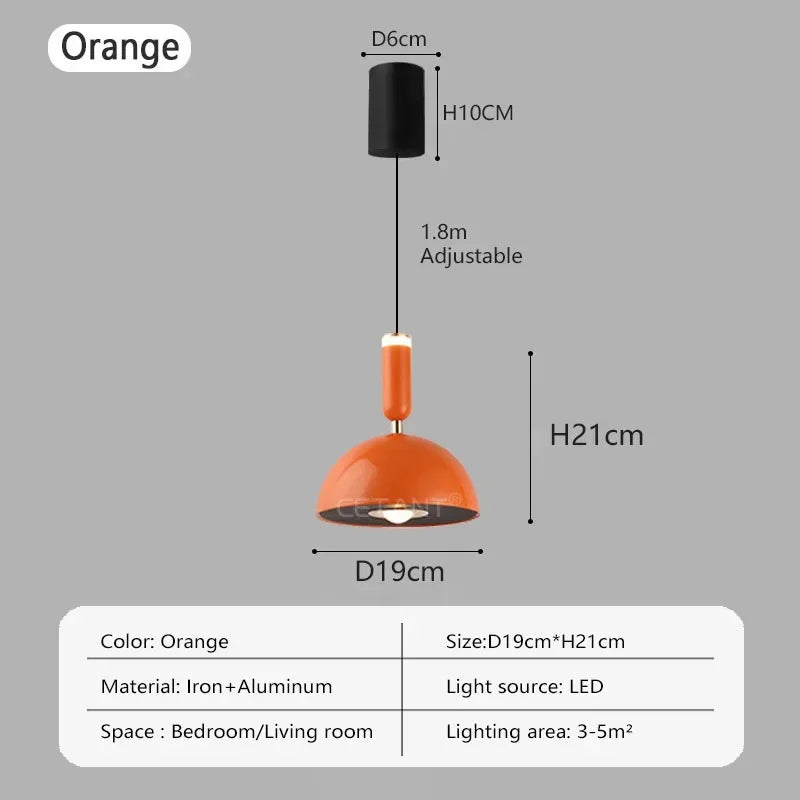 Nordic height-adjustable LED pendant lamp - Modern iron pendant lamp for bedroom, living room, study, and bar (adjustable height, warm light)