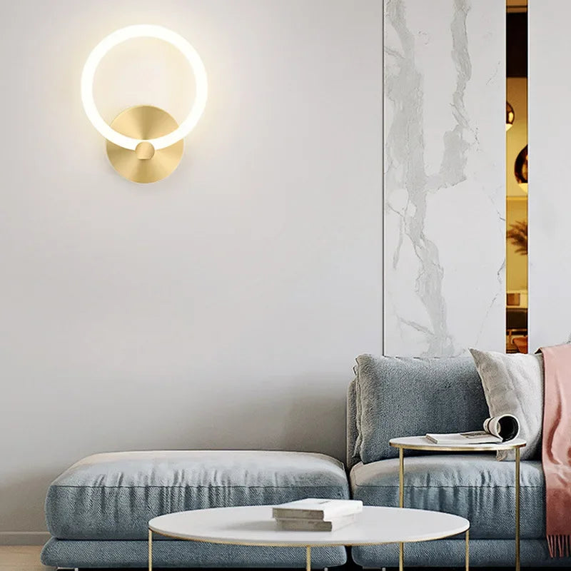 Modern Nordic LED wall lamp – elegant ring light decor for bedroom, living room, and hotel decor