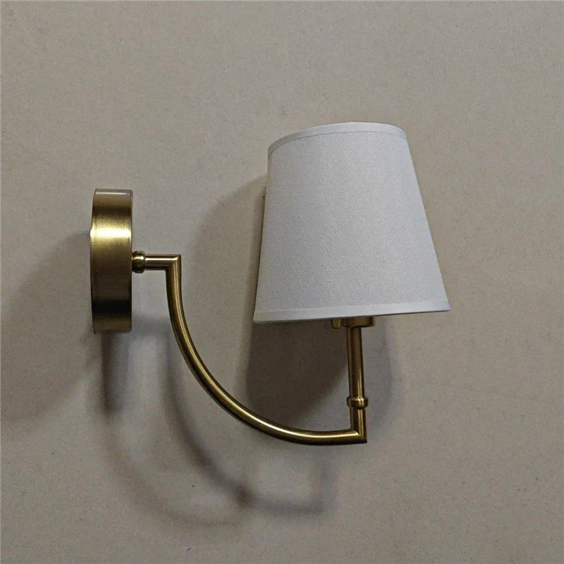 Nordic Minimalist Wall Lamp – Modern linen lampshade with elbow design for living room, bedroom, and staircase
