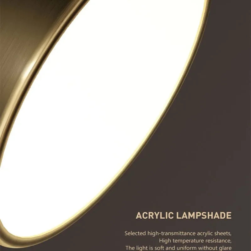 Modern LED Ceiling Light – Scandinavian Copper Design for Bedroom, Living Room, Dining Room, and Hallway