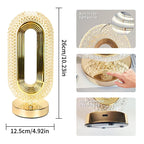Modern Luxury Oval USB Rechargeable Crystal Table Lamp – Dimmable LED Night Light for Bedroom, Living Room, and Nightstand Decor
