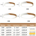 Modern LED ceiling lamp - Ultra-thin wooden lighting with remote control for living room, balcony, and home decor