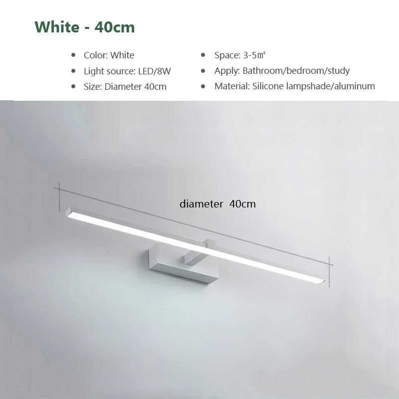Modern LED Wall Lamp for the bathroom – 3-color adjustable light Aluminum LED mirror Lamp for Makeup and Baths