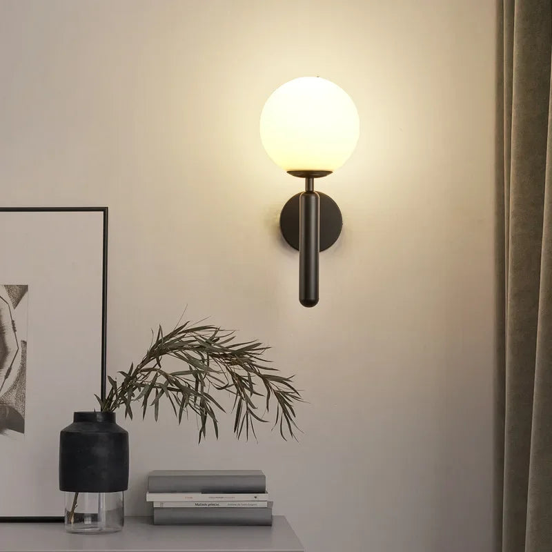 Modern LED Wall Lamp – Interior Wall Lamp for Hotel, Bathroom, Bedroom, Living Room, Hall & Corridor, E27 Three-Color Adjustable, AC Powered