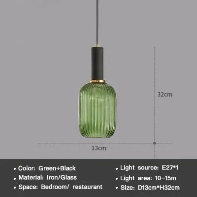 Modern Nordic Glass Pendant Light – Single Cup LED Pendant Light for Dining Room, Bedroom, Café and Study – White, Green, Cognac & more