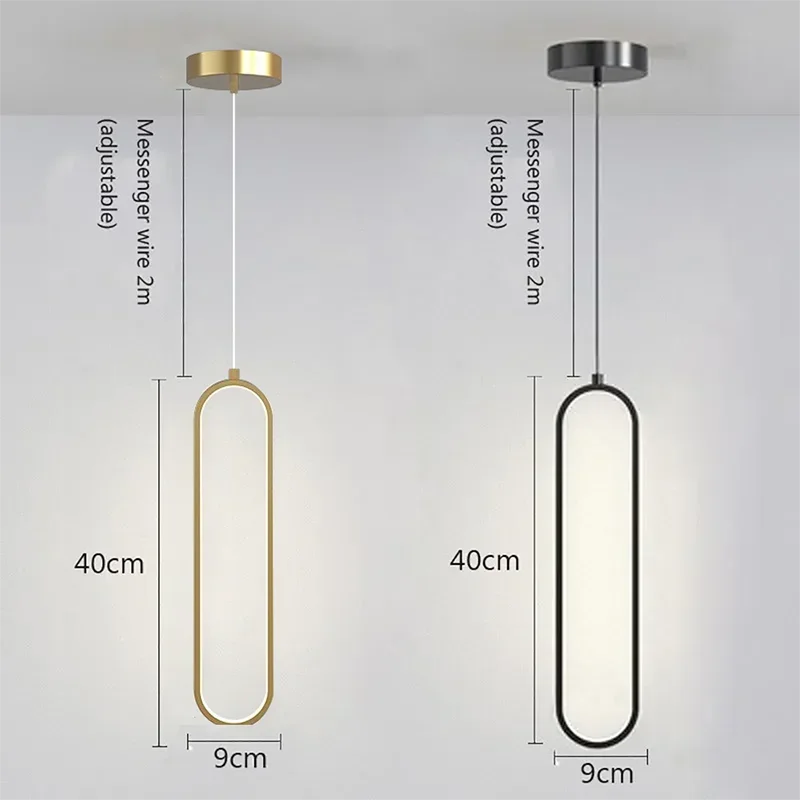 Modern LED pendant lamp – Black and gold pendant lamp for bedroom, living room, and dining room decor