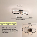 Modern LED ceiling chandelier – Dimmable lighting with remote control & app control, Gold/Chrome/Black finish, for living room & bedroom