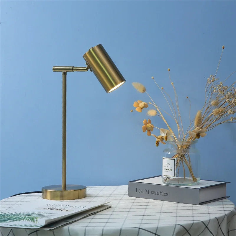 Modern gold table lamp - Eye-friendly LED reading lamp for study, bedroom and living room decor