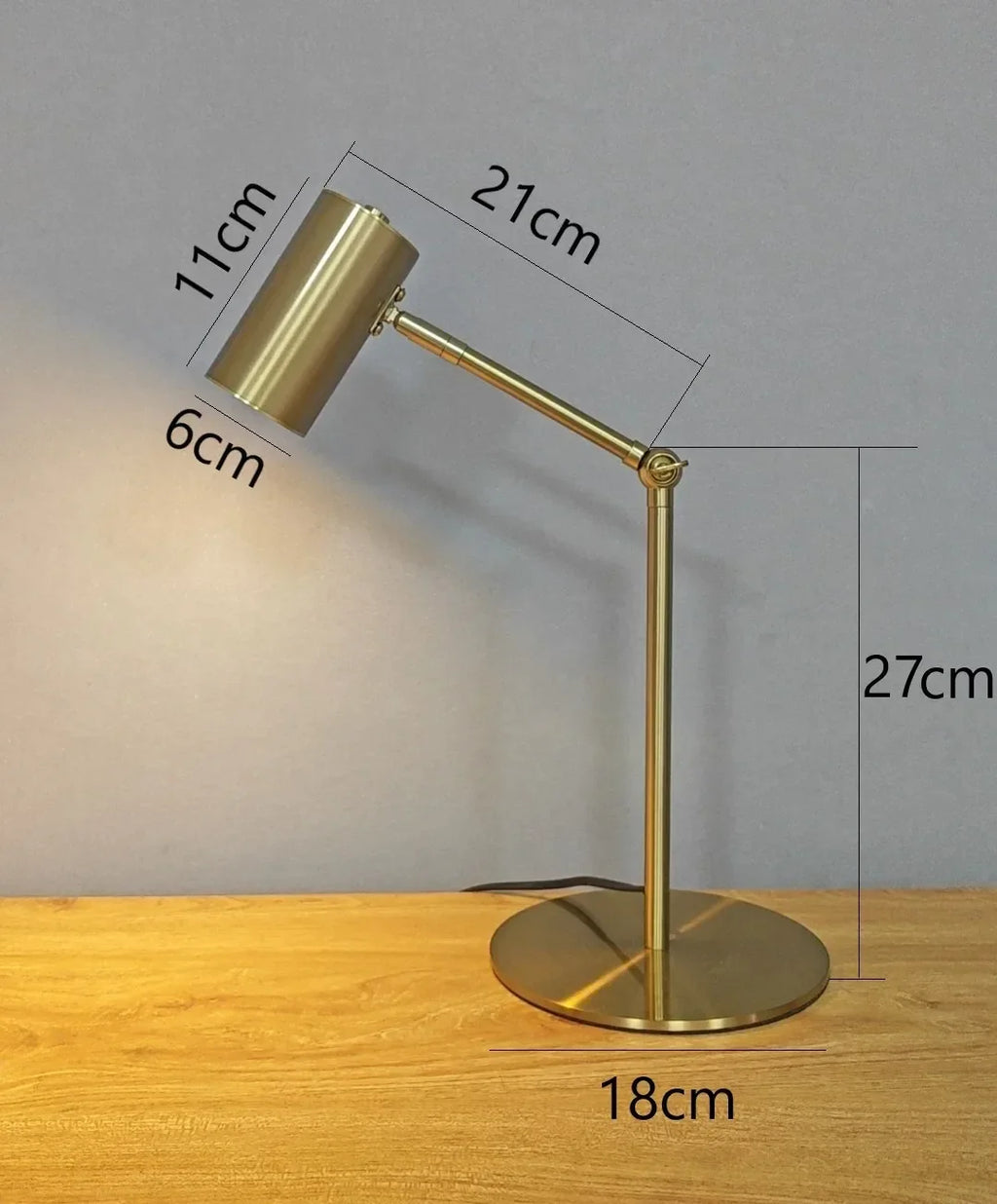 Modern gold table lamp - Eye-friendly LED reading lamp for study, bedroom and living room decor