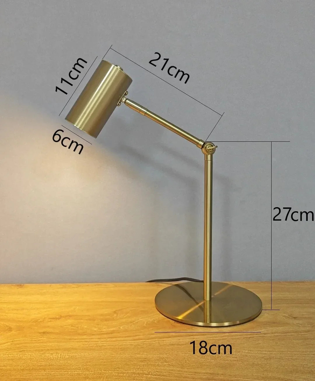 Modern gold table lamp - Eye-friendly LED reading lamp for study, bedroom and living room decor